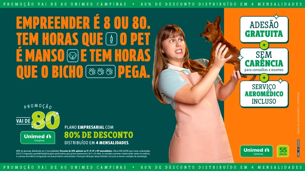 Unimed Campinas lança campanha “Vai de 80” para apoiar micro e pequenas empresas com planos de saúde empresariais