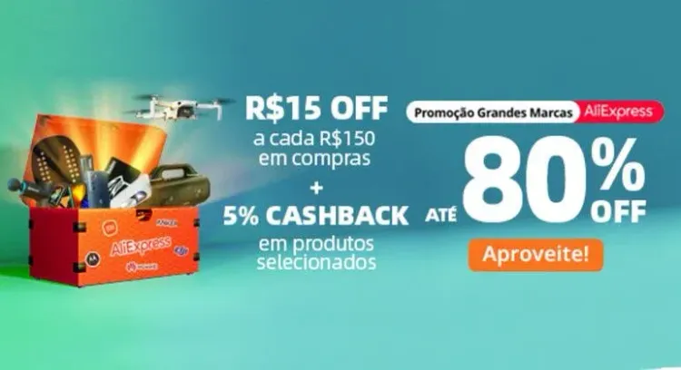 AliExpress lança “Promo Grandes Marcas” com descontos de até 80% e cashback progressivo