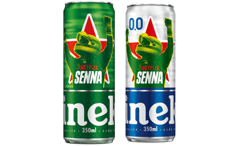 Heineken anuncia latas especiais em celebração à minissérie Senna, da Netflix