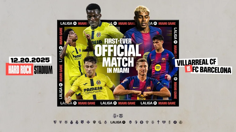 Barcelona e Villarreal farão jogo oficial da LALIGA em Miami em dezembro de 2025