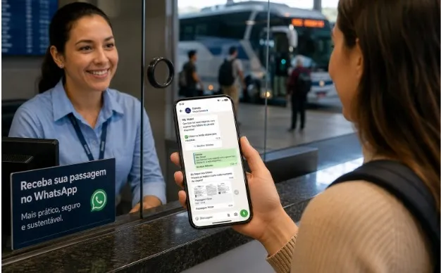 Mesmo comprando no guichê, passageiro agora recebe passagem pelo WhatsApp