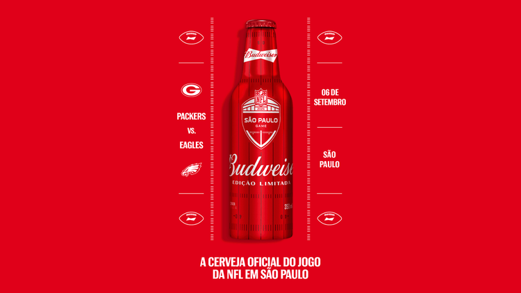 Com garrafa exclusiva, Budweiser patrocina primeiro jogo da NFL em SP