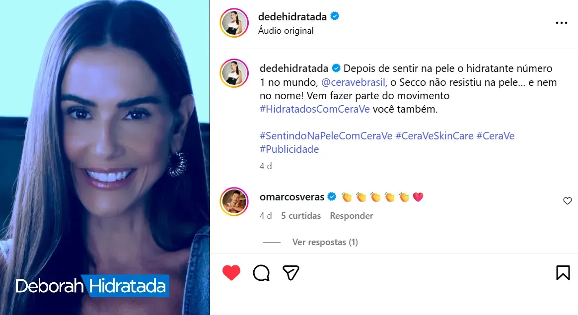  CeraVe transforma Debora Secco em “Debora Hidratada” em campanha criada pela Spark 