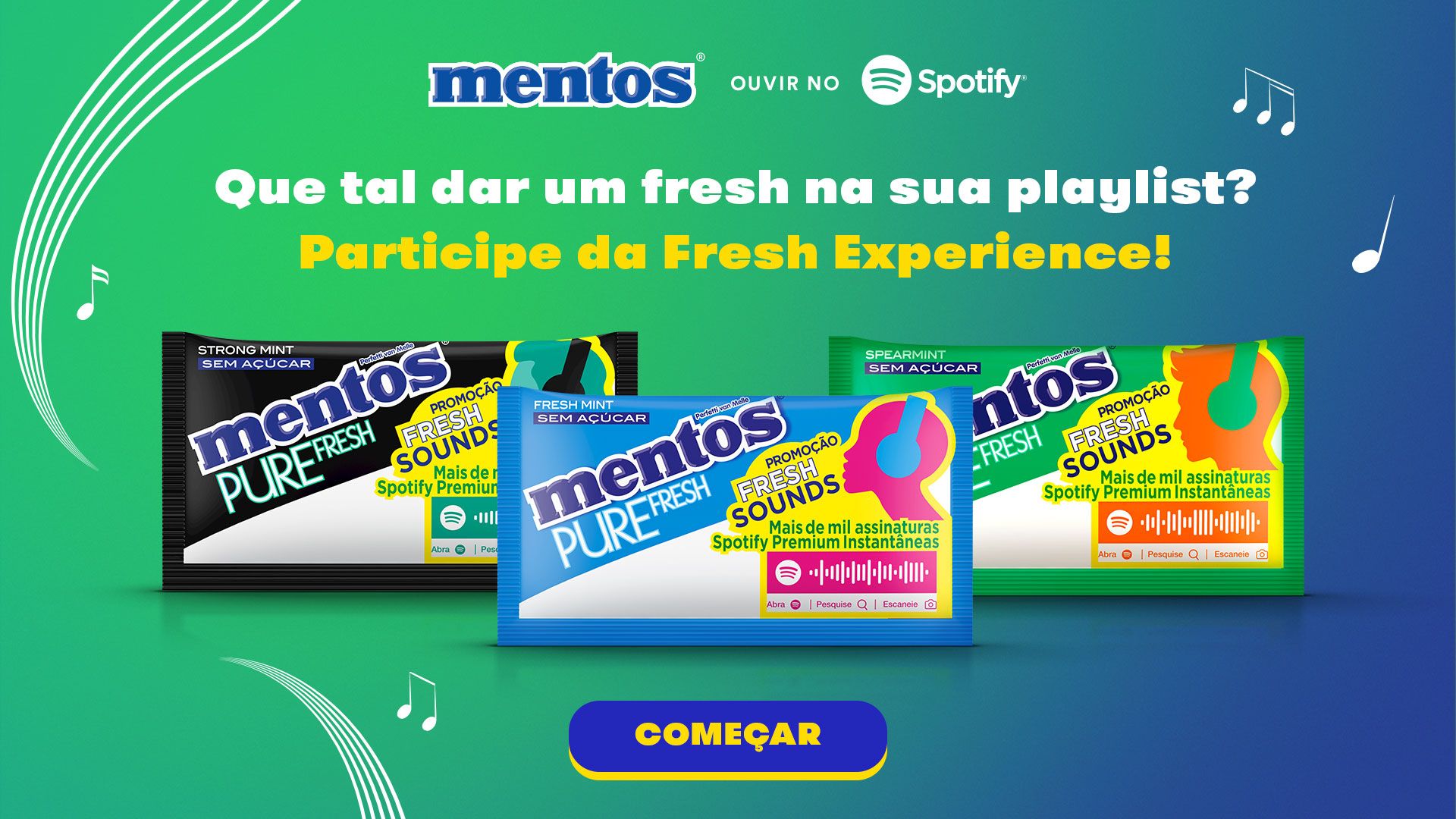 Mentos vai sortear mais de 1000 assinaturas de 1 ano de Spotify Premium