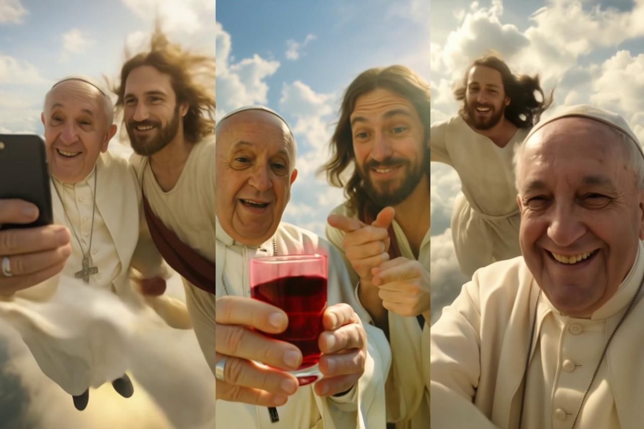 Jesus e Papa Francisco juntos em vídeo gerado por IA viraliza