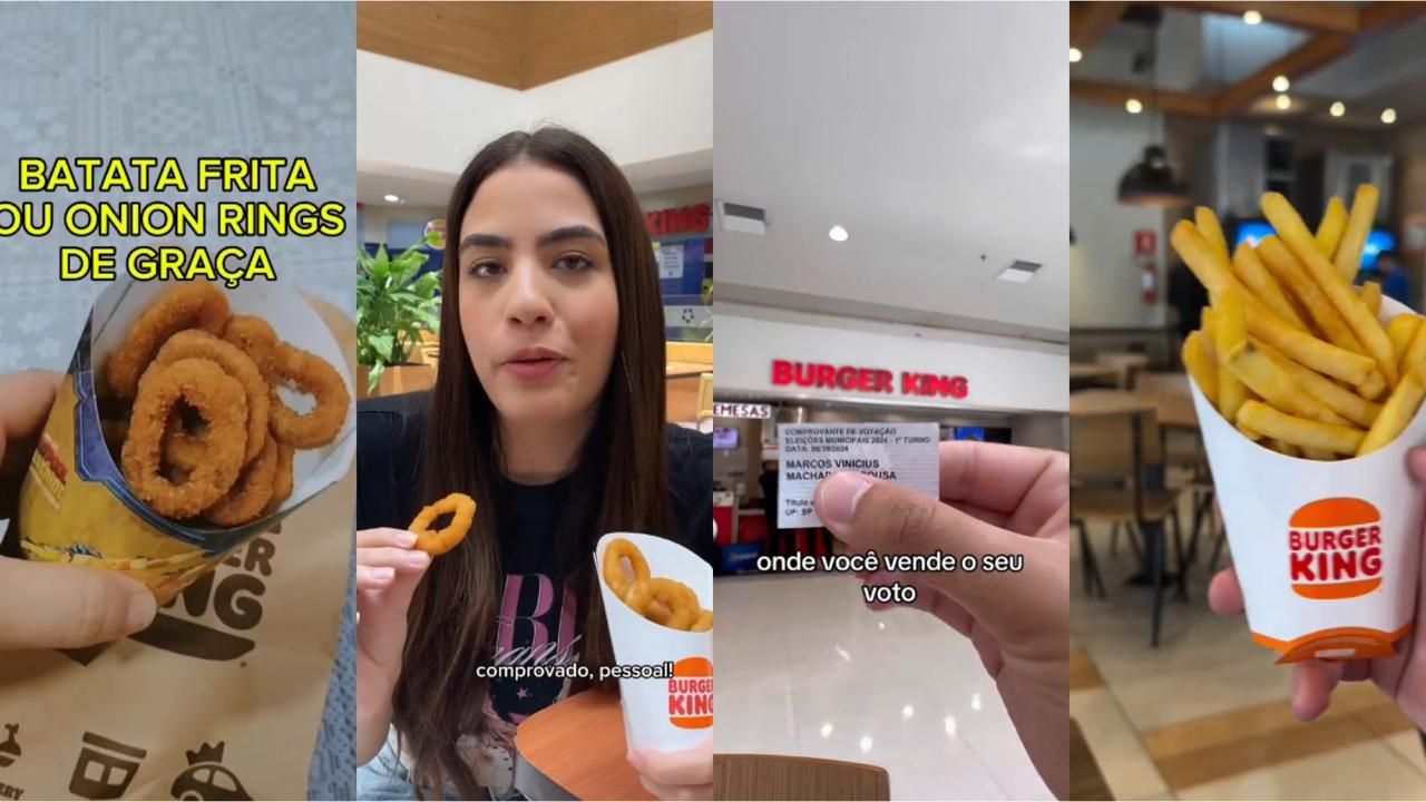 Consumidores vão ao BK e registram troca de voto por batata e onion rings