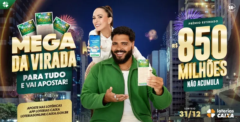 Paulo Vieira e Tatá Werneck lideram campanha da maior Mega da Virada da história