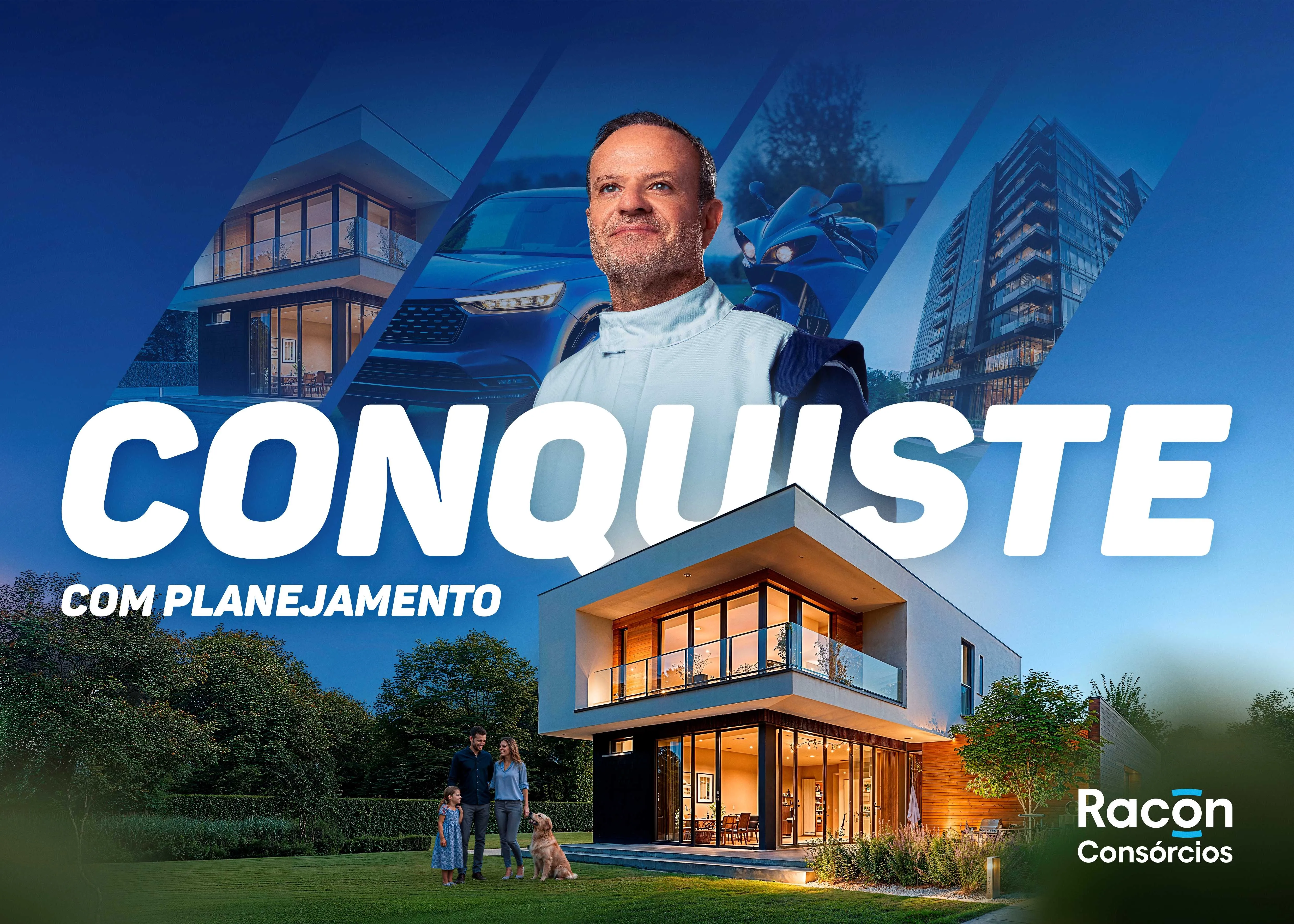 Rubinho Barrichello protagoniza Campanha da Racon Consórcios, com criação da SPR