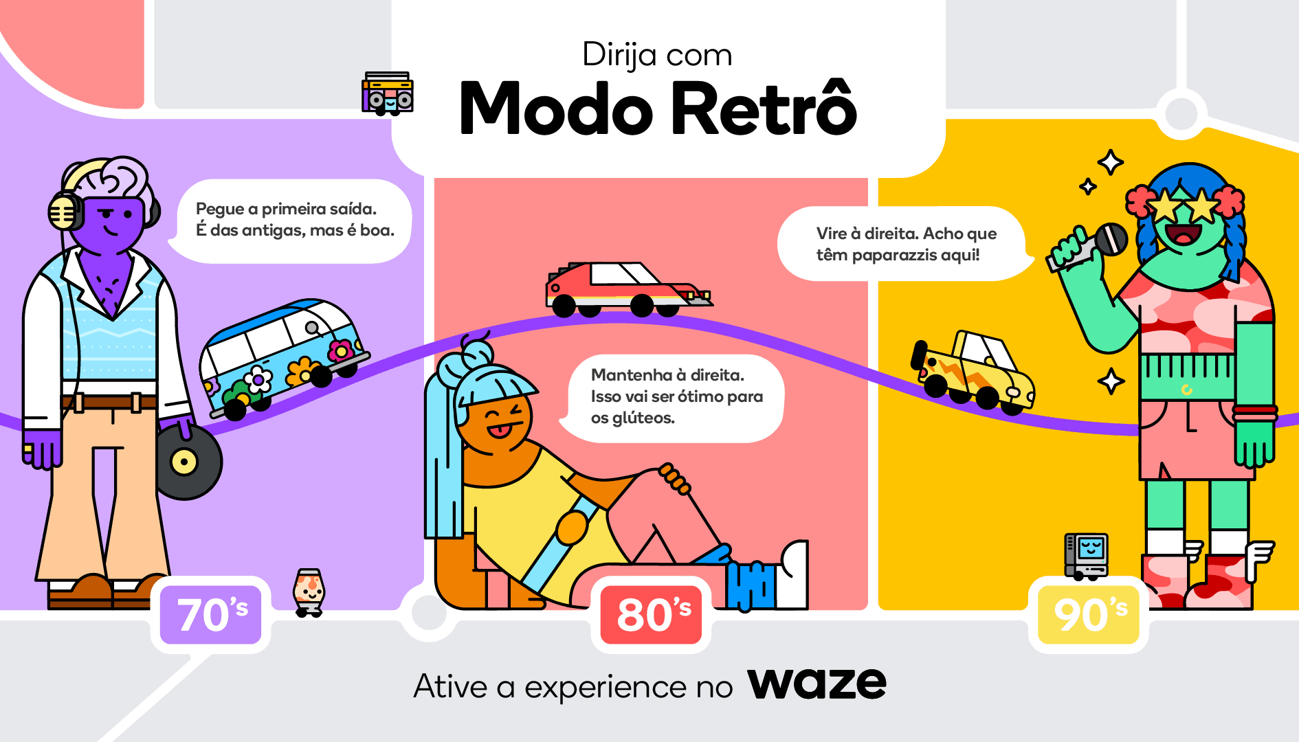 Waze traz modo retrô com vozes dos anos 70, 80 e 90