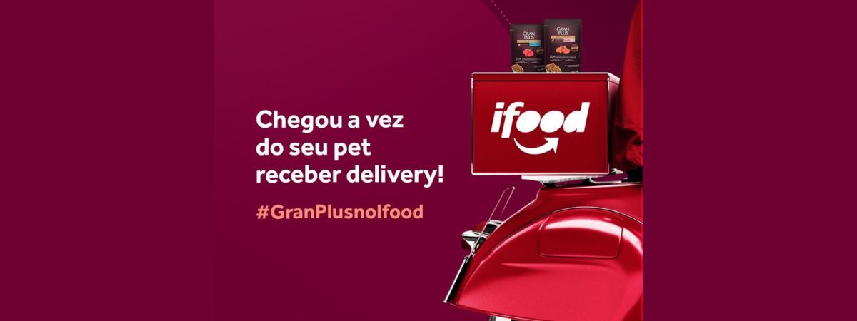 Parceria inédita entre GranPlus e iFood presenteia pets com sachês para cães e gatos  