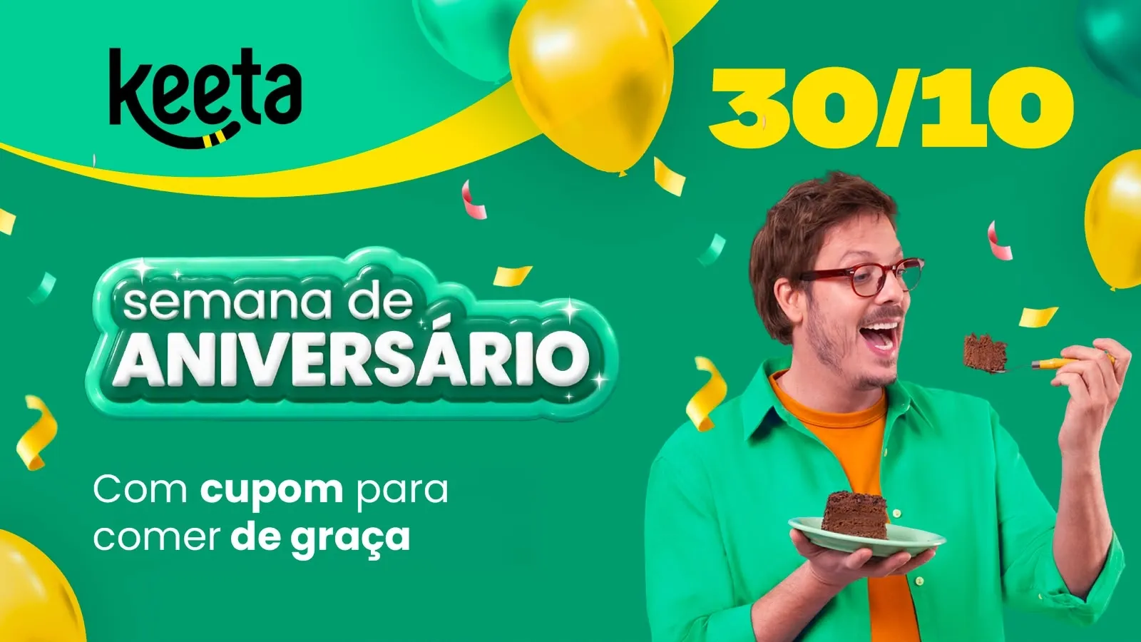 Keeta transforma aniversário no Brasil em campanha com charadas e cupons