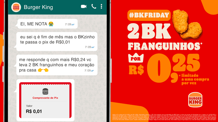 Burger King transforma Pix em mídia e manda R$ 0,01 para clientes