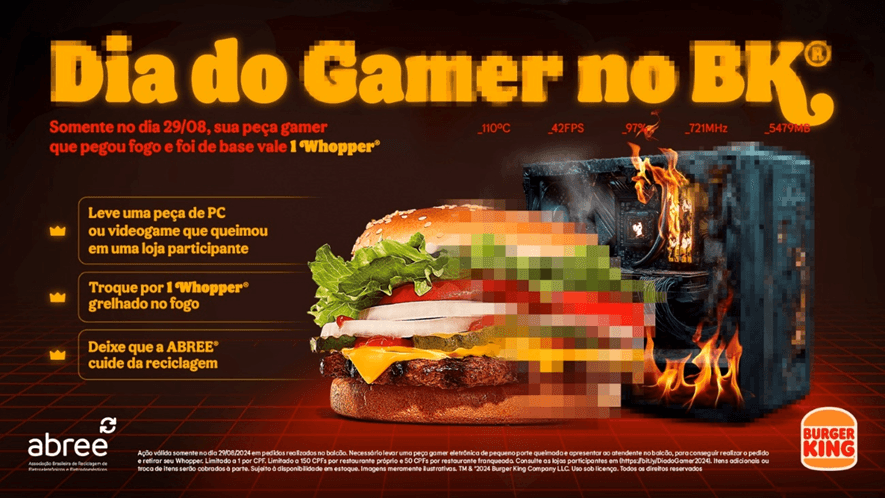 Burger King troca peça queimada de PC por Whopper
