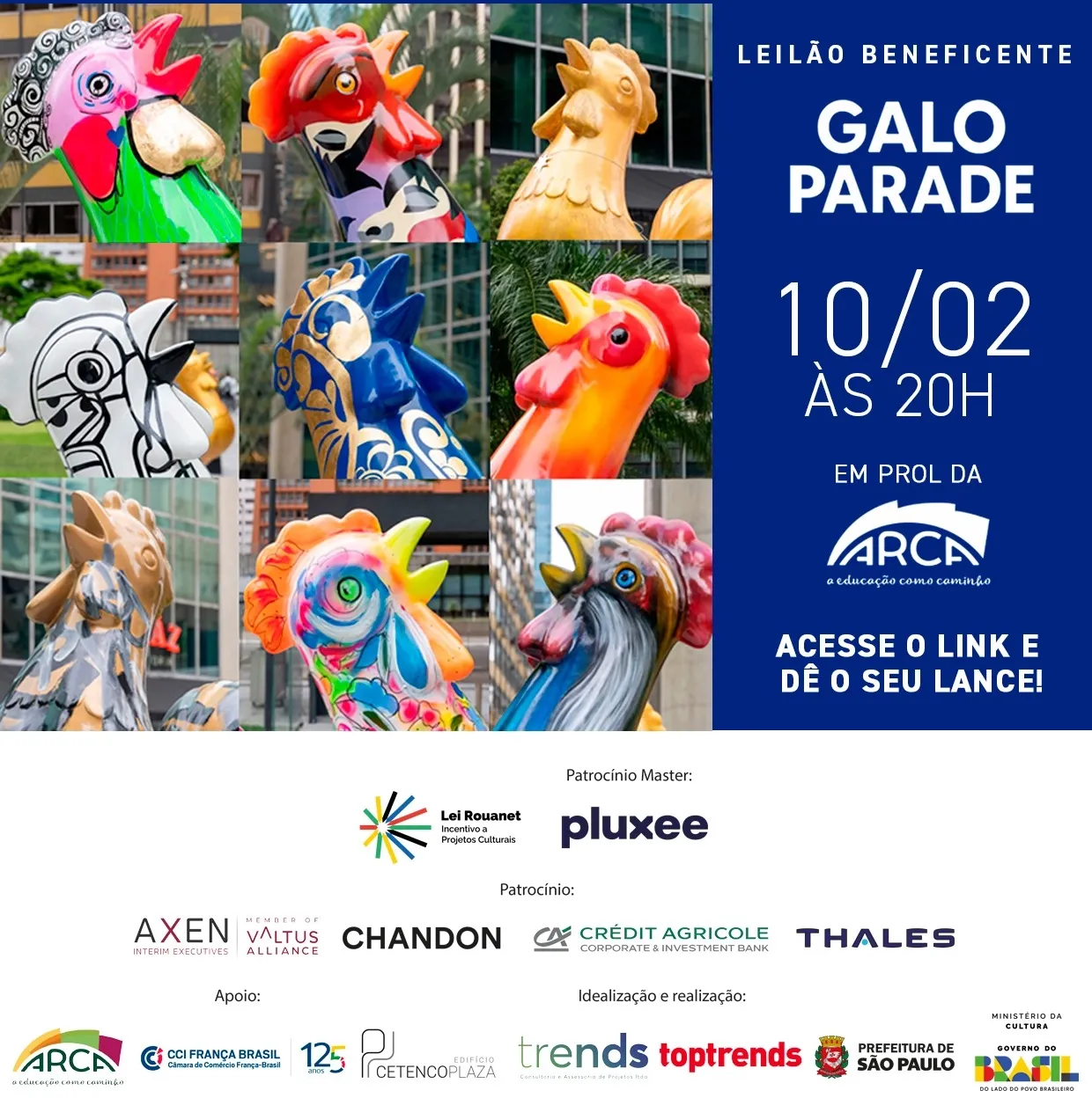 Galo Parade converte exposição na Avenida Paulista em recursos para projetos sociais