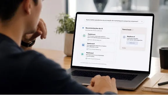 A IA virou mídia. Mas sua marca será anunciada ou recomendada?