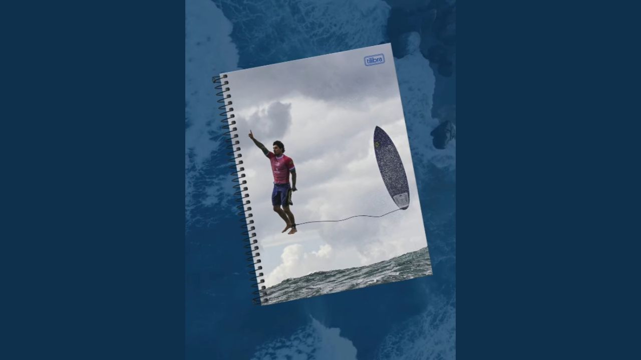 Tilibra atende fãs e anuncia caderno com foto de Medina nas Olimpíadas
