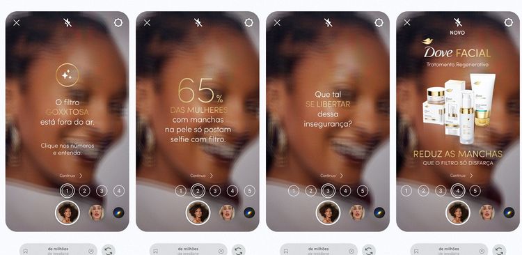 Dove desativa filtros para anunciar chegada de skincare facial