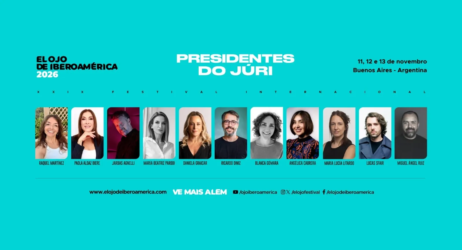 El Ojo 2026 confirma cinco brasileiros na presidência do júri do festival