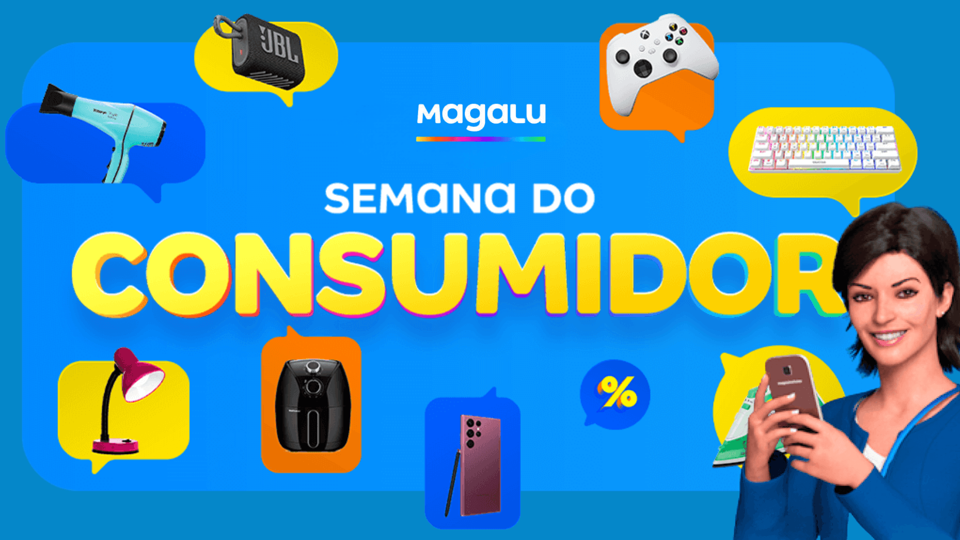 Magalu transforma Lu em garota do tempo e anuncia “ofertas-relâmpago” na Semana do Consumidor 