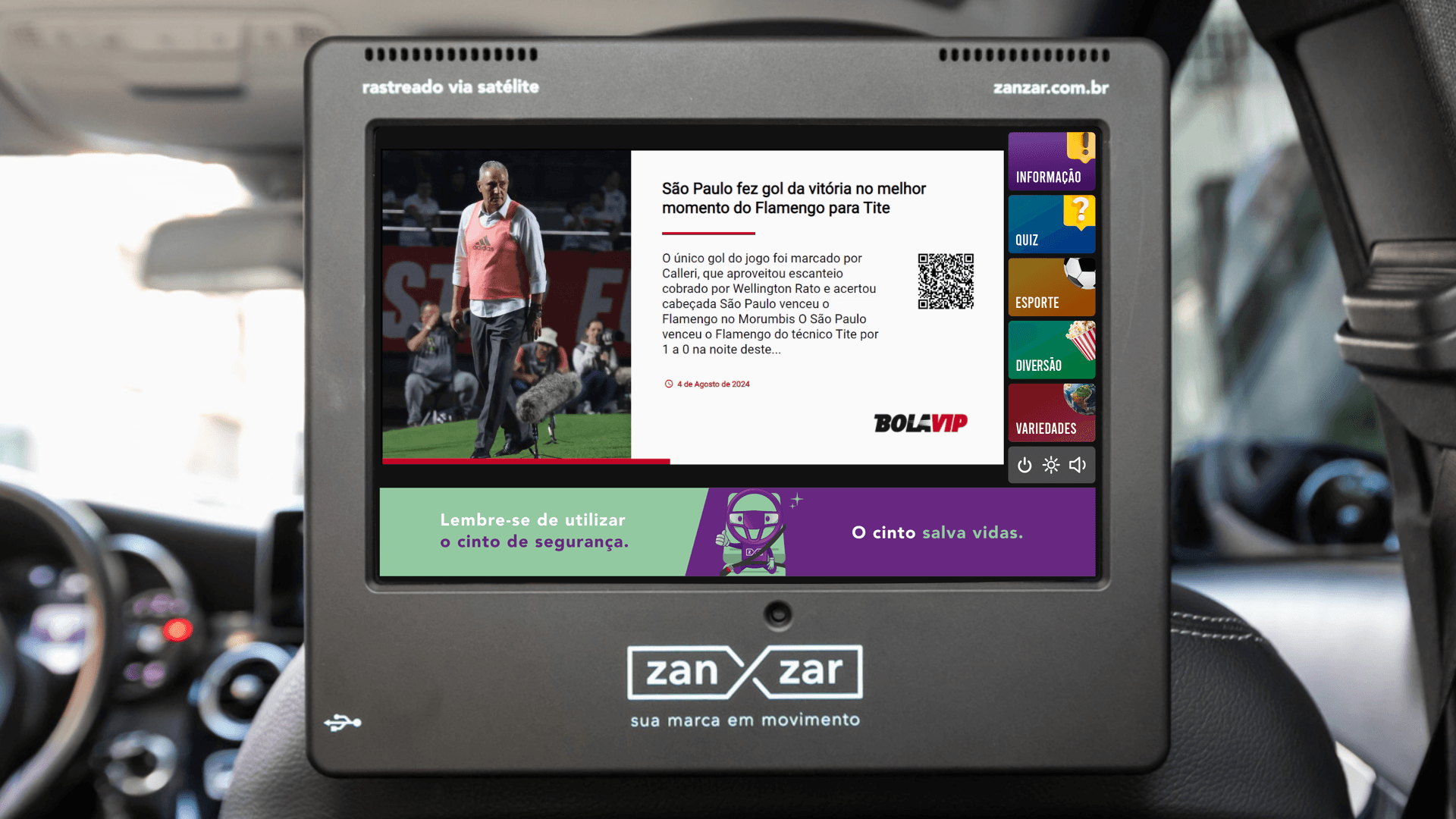 BOLAVIP e Zanzar oferecem conteúdo esportivos em carros de app