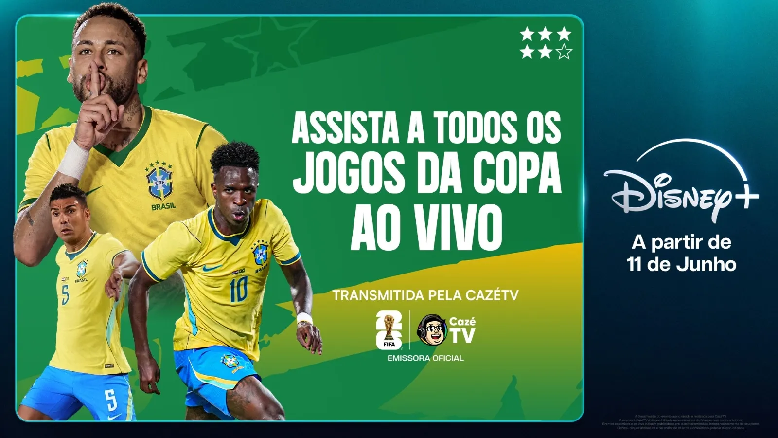 CazéTV renova acordo com Disney+ por três anos e garante transmissões da Copa do Mundo 2026 e das Olimpíadas 2028