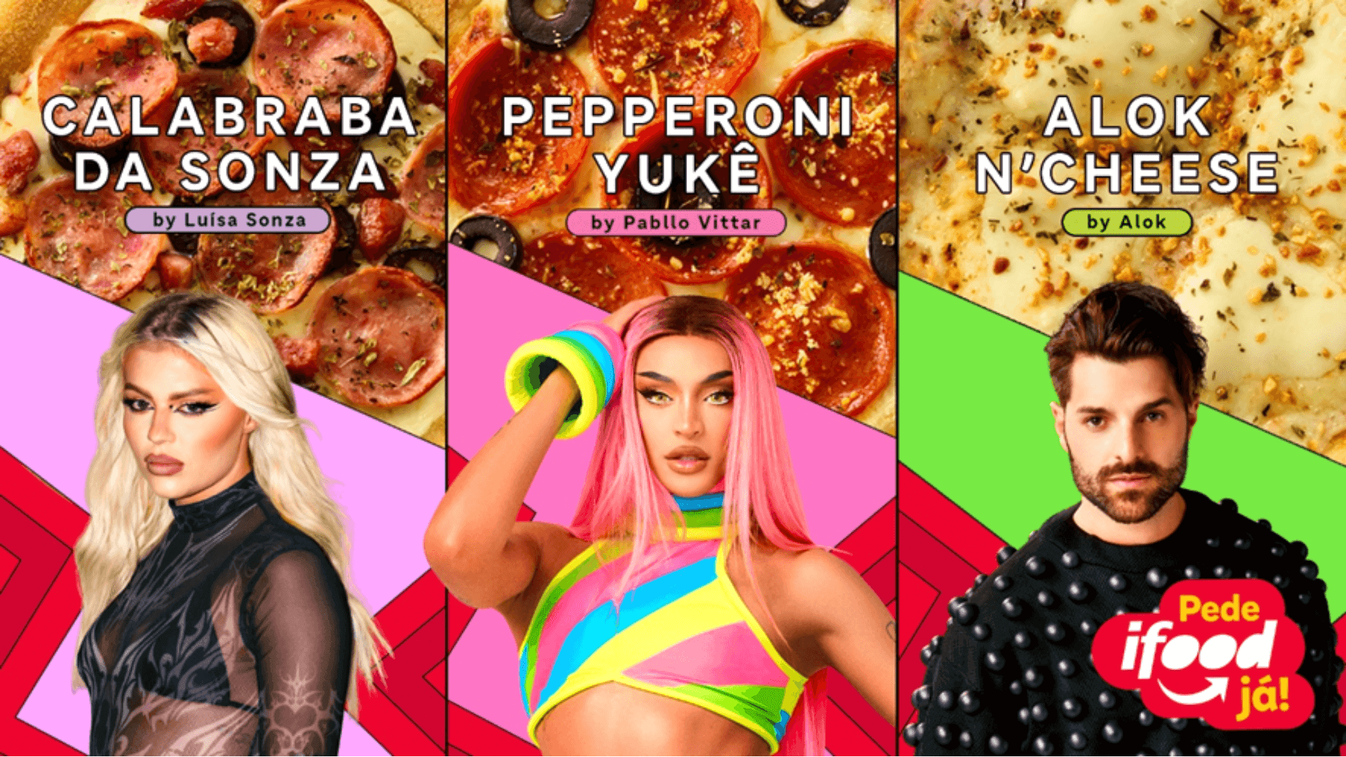 iFood lança pizzas em parceria com Alok, Pabllo Vittar e Luísa Sonza no The Town