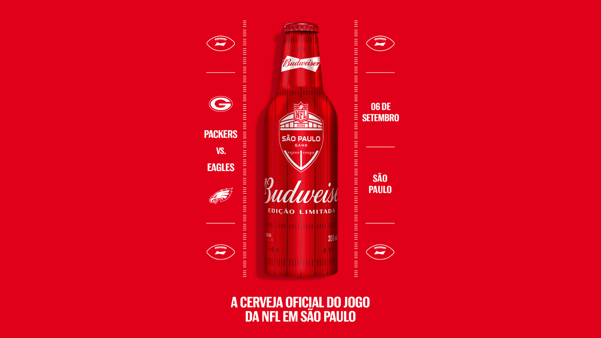 Com garrafa exclusiva, Budweiser patrocina primeiro jogo da NFL em SP